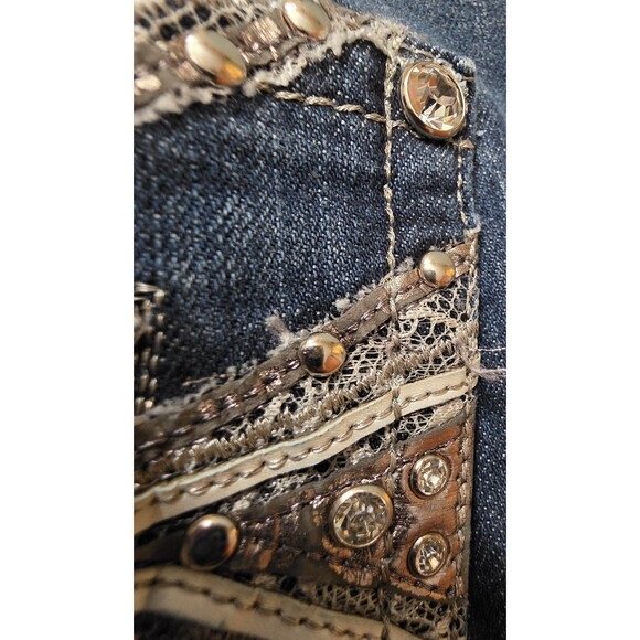 Grace In LA Jeans Womens 11 Blue Medium Wash Rhinestone Bling Boot Cut Western - Picture 2 of 14